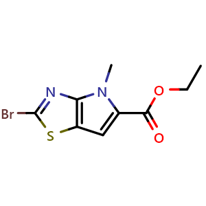 Chemical structure of Ethyl 2-bromo-4-methyl-4H-pyrrolo[2,3-d]thiazole-5-carboxylate , CAS 1824069-82-0, AChemBlock AD270061