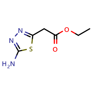 Chemical structure of 2-Amino-1,3,4-thiadiazolyl-5-acetic acid ethyl ester , CAS 88124-55-4, AChemBlock AD270069