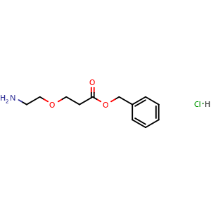 Chemical structure of Benzyl 3-(2-aminoethoxy)propanoate hydrochloride , CAS 3037705-42-0, AChemBlock AD270078