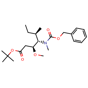 Chemical structure of (3S,4S,5R)-Tert-butyl 4-(((benzyloxy)carbonyl)(methyl)amino)-3-methoxy-5-methylheptanoate , AChemBlock AD270079