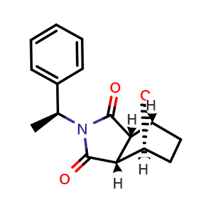 Chemical structure of (3aR,4S,7R,7aS)-2-((S)-1-Phenylethyl)hexahydro-1H-4,7-epoxyisoindole-1,3(2H)-dione , CAS 166374-29-4, AChemBlock AD270102