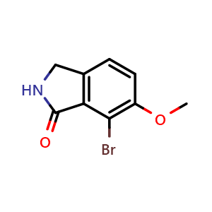 Chemical structure of 7-Bromo-6-methoxyisoindolin-1-one , CAS 1226879-79-3, AChemBlock AD270106