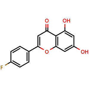 Chemical structure of 2-(4-Fluorophenyl)-5,7-dihydroxy-4H-chromen-4-one , CAS 152969-67-0, AChemBlock AD270117