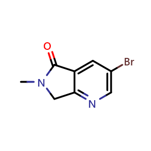 Chemical structure of 3-Bromo-6-methyl-6,7-dihydro-5H-pyrrolo[3,4-b]pyridin-5-one , CAS 2097499-16-4, AChemBlock AD270143
