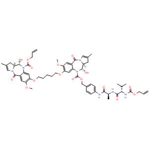 Allyl (11S,11aS)-8-((5-(((11S,11aS)-10-(((4-((S)-2-((S)-2-(((allyloxy)carbonyl)amino)-3-methylbutanamido)propanamido)benzyl)oxy)carbonyl)-11-hydroxy-7-methoxy-2-methyl-5-oxo-5,10,11,11a-tetrahydro-1H-benzo[e]pyrrolo[1,2-a][1,4]diazepin-8-yl)oxy)penty..