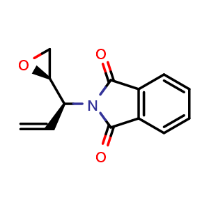 Chemical structure of 2-((S)-1-((R)-Oxiran-2-yl)allyl)isoindoline-1,3-dione , CAS 666726-10-9, AChemBlock AD270152