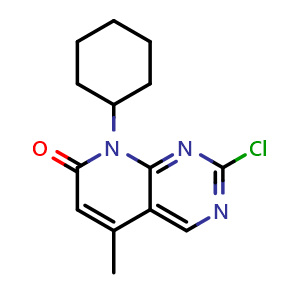 Chemical structure of 2-Chloro-8-cyclohexyl-5-methylpyrido[2,3-d]pyrimidin-7(8H)-one , AChemBlock AD270176