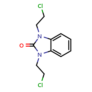 Chemical structure of 1,3-Bis(2-chloroethyl)-1,3-dihydro-2H-benzo[d]imidazol-2-one , CAS 55470-74-1, AChemBlock AD270183
