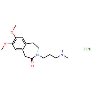 Chemical structure of 7,8-Dimethoxy-3-(3-(methylamino)propyl)-1,3,4,5-tetrahydro-2H-benzo[d]azepin-2-one hydrochloride , CAS 85175-52-6, AChemBlock AD270185