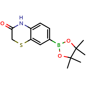 Chemical structure of 7-(4,4,5,5-Tetramethyl-1,3,2-dioxaborolan-2-yl)-2h-benzo[b][1,4]thiazin-3(4h)-one , CAS 2304634-93-1, AChemBlock AD270200