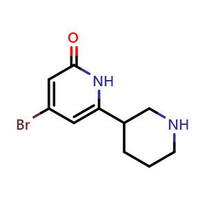 Chemical structure of 4-Bromo-6-(piperidin-3-yl)pyridin-2(1H)-one , AChemBlock AD270201