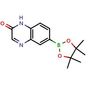 Chemical structure of 6-(4,4,5,5-Tetramethyl-1,3,2-dioxaborolan-2-yl)quinoxalin-2(1H)-one , CAS 1209498-40-7, AChemBlock AD270205