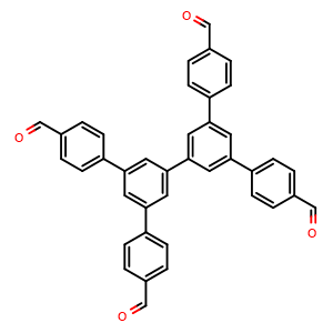 Chemical structure of 5,5-Bis(4-formylphenyl)-[1,1:3,1:3,1-quaterphenyl]-4,4-dicarbaldehyde , CAS 2768855-07-6, AChemBlock AD270213