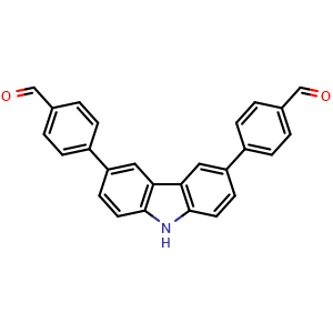 Chemical structure of 4,4'-(9H-Carbazole-3,6-diyl)dibenzaldehyde , CAS 1380609-13-1, AChemBlock AD270221