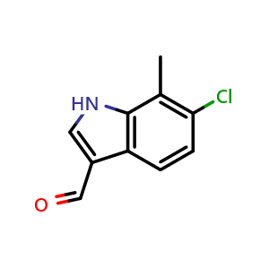 Chemical structure of 6-Chloro-7-methyl-1H-indole-3-carbaldehyde , CAS 1552215-04-9, AChemBlock AD270225