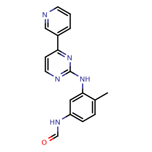 Chemical structure of N-(4-Methyl-3-((4-(pyridin-3-yl)pyrimidin-2-yl)amino)phenyl)formamide , CAS 2410195-20-7, AChemBlock AD270228