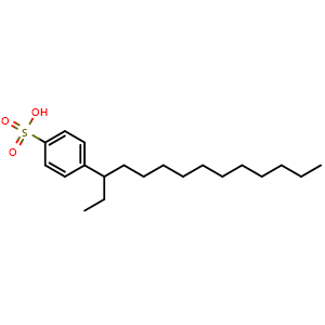 Chemical structure of 4-(Tetradecan-3-yl)benzenesulfonic acid , CAS 65186-01-8, AChemBlock AD270250