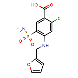 Chemical structure of 2-Chloro-4-((furan-2-ylmethyl)amino)-5-sulfamoylbenzoic acid , CAS 4818-59-1, AChemBlock AD270275