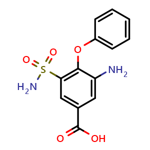 Chemical structure of 3-Amino-4-phenoxy-5-sulfamoylbenzoic acid , CAS 28328-54-3, AChemBlock AD270277