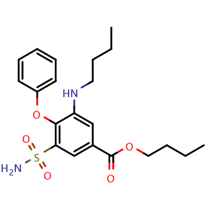 Chemical structure of Butyl 3-(butylamino)-4-phenoxy-5-sulfamoylbenzoate , CAS 32643-00-8, AChemBlock AD270278