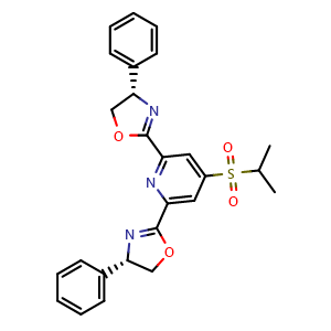 Chemical structure of (4S,4'S)-2,2'-(4-(Isopropylsulfonyl)pyridine-2,6-diyl)bis(4-phenyl-4,5-dihydrooxazole) , CAS 2922178-84-3, AChemBlock AD270282