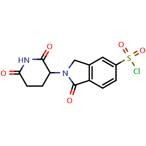 Chemical structure of 2-(2,6-Dioxo-3-piperidinyl)-2,3-dihydro-1-oxo-1H-isoindole-5-sulfonyl chloride , CAS 2680612-78-4, AChemBlock AD270287