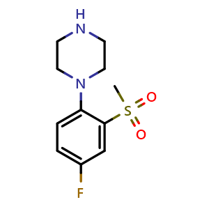Chemical structure of 1-(4-Fluoro-2-(methylsulfonyl)phenyl)piperazine , CAS 849938-78-9, AChemBlock AD270288