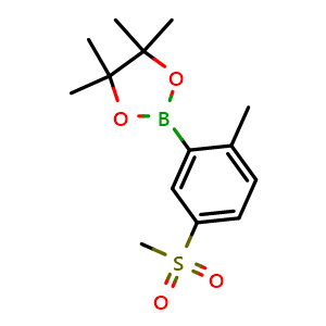 Chemical structure of 4,4,5,5-Tetramethyl-2-(2-methyl-5-(methylsulfonyl)phenyl)-1,3,2-dioxaborolane , CAS 909187-44-6, AChemBlock AD270291