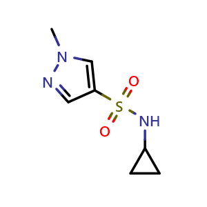 Chemical structure of N-Cyclopropyl-1-methyl-1H-pyrazole-4-sulfonamide , CAS 1223351-49-2, AChemBlock AD270307