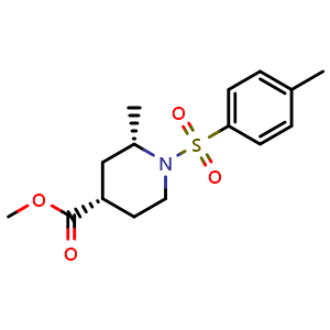 Chemical structure of (2S,4S)-Methyl 2-methyl-1-tosylpiperidine-4-carboxylate , AChemBlock AD270321