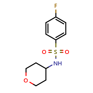 Chemical structure of 4-Fluoro-N-(tetrahydro-2H-pyran-4-yl)benzenesulfonamide , CAS 1154933-70-6, AChemBlock AD270347