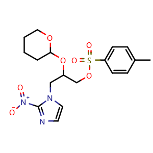 Chemical structure of 3-(2-Nitro-1H-imidazol-1-yl)-2-((tetrahydro-2H-pyran-2-yl)oxy)propyl 4-methylbenzenesulfonate , CAS 150196-34-2, AChemBlock AD270360