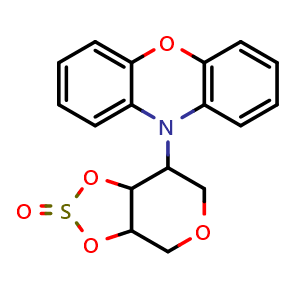 Chemical structure of 7-(10H-Phenoxazin-10-yl)tetrahydro-4H-[1,3,2]dioxathiolo[4,5-c]pyran 2-oxide , AChemBlock AD270363