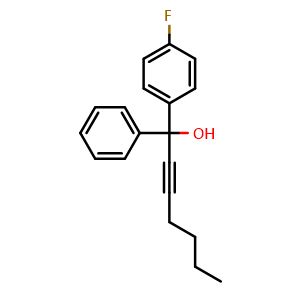 Chemical structure of 1-(4-Fluorophenyl)-1-phenylhept-2-yn-1-ol , AChemBlock AD270373