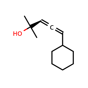 Chemical structure of (R)-5-Cyclohexyl-2-methylpenta-3,4-dien-2-ol , AChemBlock AD270376