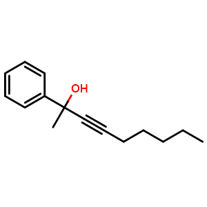Chemical structure of 2-Phenyl-3-nonyn-2-ol , CAS 181126-37-4, AChemBlock AD270385