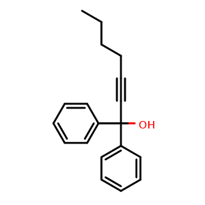Chemical structure of 1,1-Diphenylhept-2-yn-1-ol , CAS 18215-68-4, AChemBlock AD270389