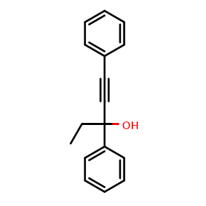 Chemical structure of 1,3-Diphenylpent-1-yn-3-ol , CAS 59738-58-8, AChemBlock AD270392