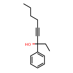 Chemical structure of 3-Phenylnon-4-yn-3-ol , CAS 1033757-53-7, AChemBlock AD270393
