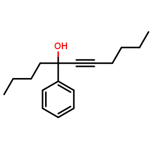 Chemical structure of 5-Phenylundec-6-yn-5-ol , CAS 2276776-53-3, AChemBlock AD270394