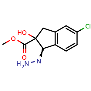 Chemical structure of Methyl 5-chloro-1-hydrazono-2-hydroxy-2,3-dihydro-1H-indene-2-carboxylate , CAS 144172-26-9, AChemBlock AD270400