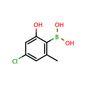 Chemical structure of B-(4-Chloro-2-hydroxy-6-methylphenyl)boronic acid , CAS 1207961-50-9, AChemBlock AD270413