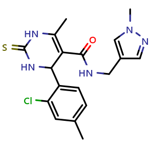 4-(2-Chloro-4-methylphenyl)-6-methyl-N-((1-methyl-1H-pyrazol-4-yl)methyl)-2-thioxo-1,2,3,4-tetrahydropyrimidine-5-carboxamide