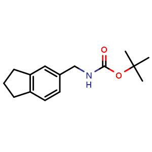 Chemical structure of tert-butyl ((2,3-dihydro-1H-inden-5-yl)methyl)carbamate , AChemBlock AD270454