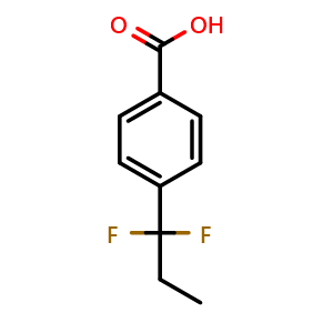 Chemical structure of 4-(1,1-difluoropropyl)benzoic acid , CAS 1895190-43-8, AChemBlock AD270468