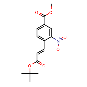 Chemical structure of methyl (E)-4-(3-(tert-butoxy)-3-oxoprop-1-en-1-yl)-3-nitrobenzoate , CAS 1070886-50-8, AChemBlock AD270471