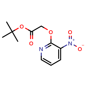 Chemical structure of tert-butyl 2-((3-nitropyridin-2-yl)oxy)acetate , AChemBlock AD270472