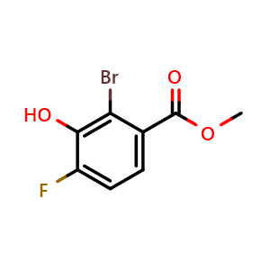 Chemical structure of methyl 2-bromo-4-fluoro-3-hydroxybenzoate , CAS 1805552-04-8, AChemBlock AD270481