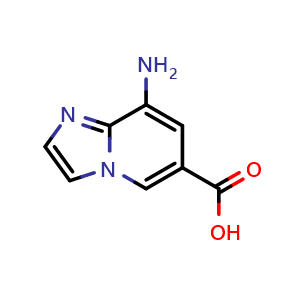 Chemical structure of 8-aminoimidazo[1,2-a]pyridine-6-carboxylic acid , CAS 1281972-68-6, AChemBlock AD270482
