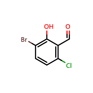 Chemical structure of 3-bromo-6-chloro-2-hydroxybenzaldehyde , CAS 1009094-06-7, AChemBlock AD270493